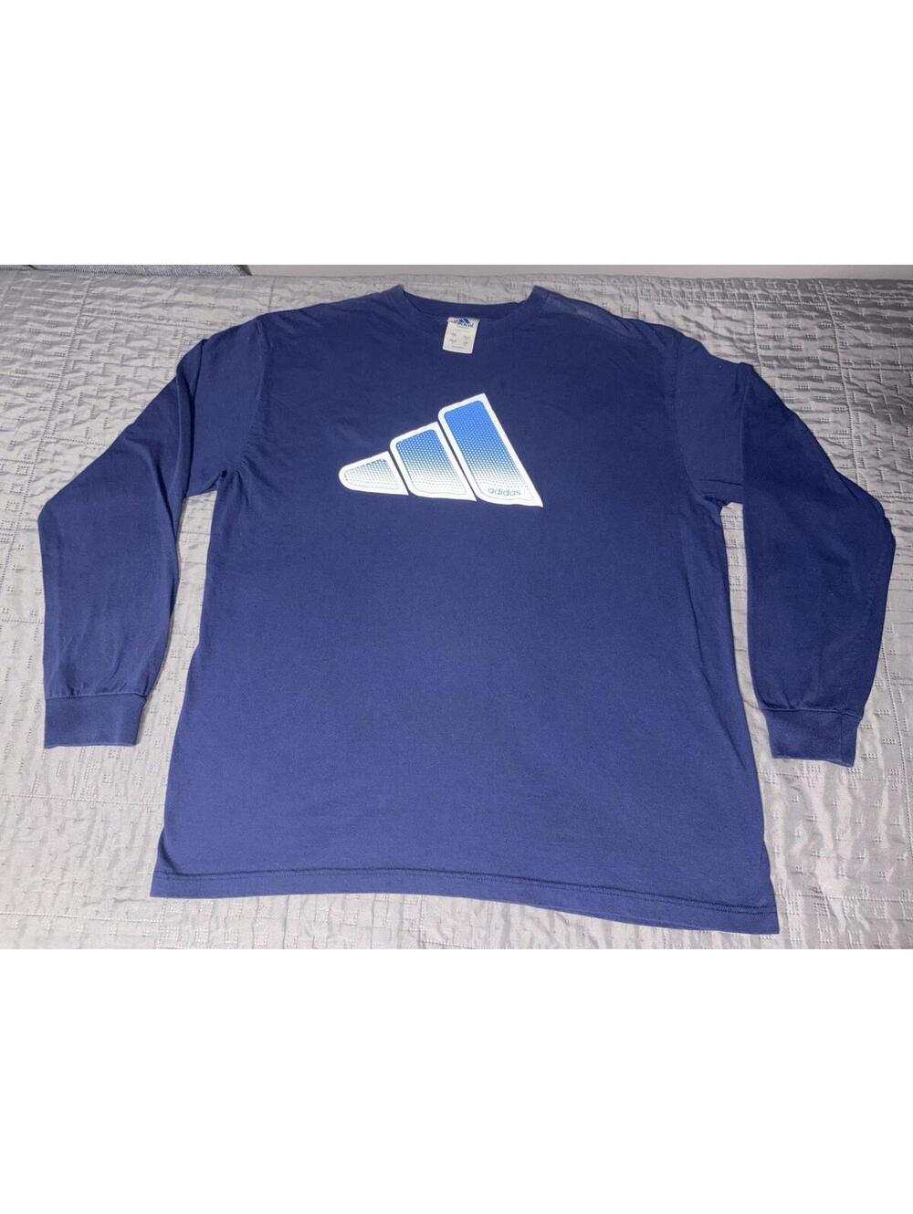 Adidas Long Sleeve T-Shirt Men’s Large Blue Crewneck Gradient 3